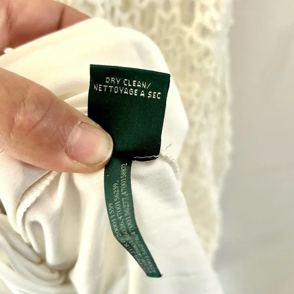 Lauren Ralph Lauren Ivory Crochet Cotton Half Sleeve Dress Size 6 NWT - Picture 11 of 11